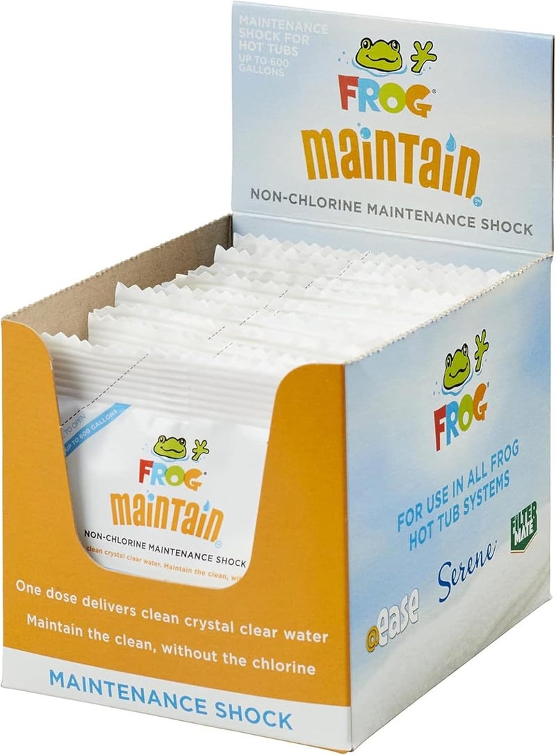 Frog Maintain for Hot Tubs - Non-Chlorine Shock for use with All Hot Tub Sanitizing Systems - Single Dose Packets for Easy Hot Tub Maintenance & Treatment - 12 Pack - Image 1